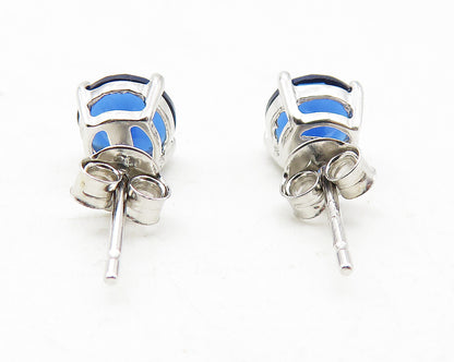 925 Sterling Silver  Shiny Blue Topaz Stud Earrings & Pendant Set  TR1828