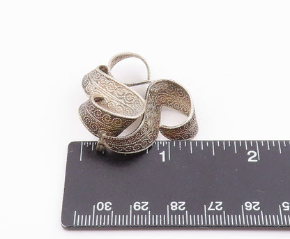 BEAU 925 Sterling Silver  Vintage Swirl Ribbon Design Brooch Pin  BP5767