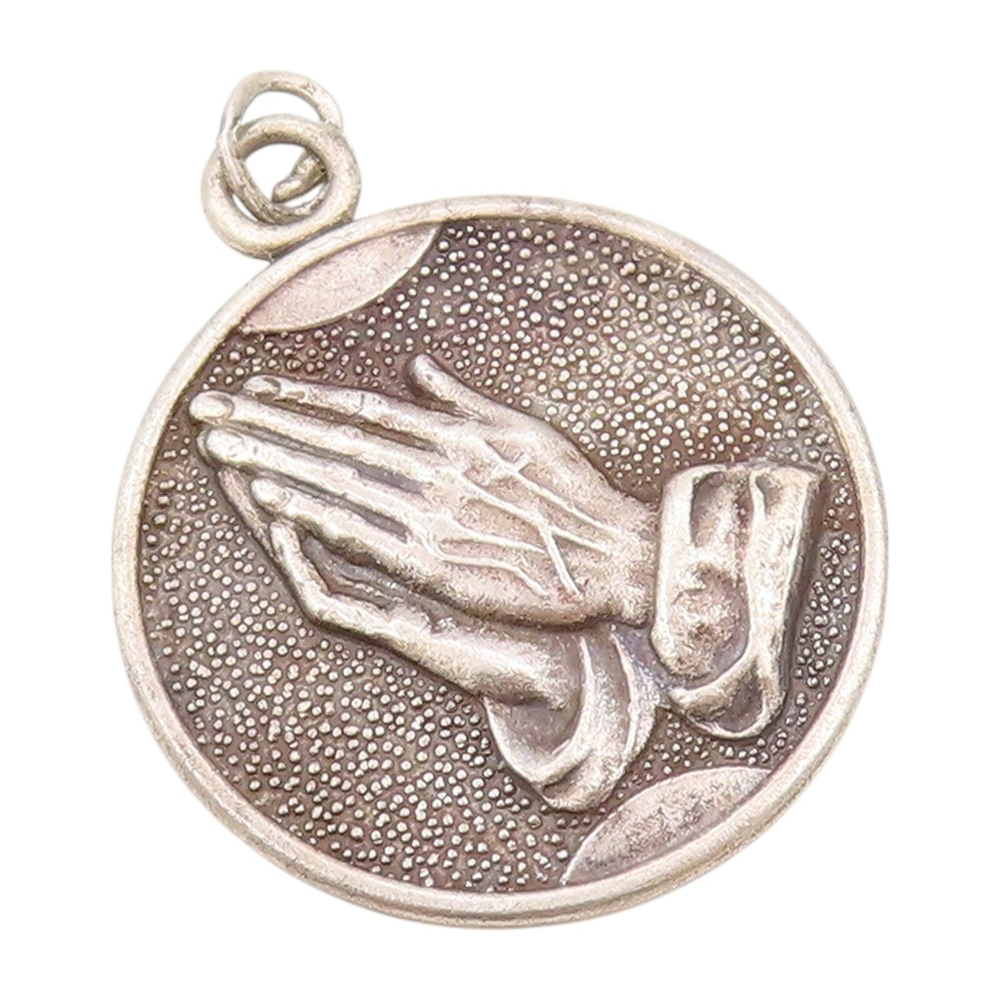 925 Sterling Silver Vintage Pendant Antique Religious Praying Hands  PT23915