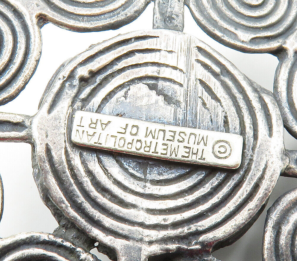 925 Sterling Silver  Vintage Oxidized Swirl Flower Motif Pendant  PT11902