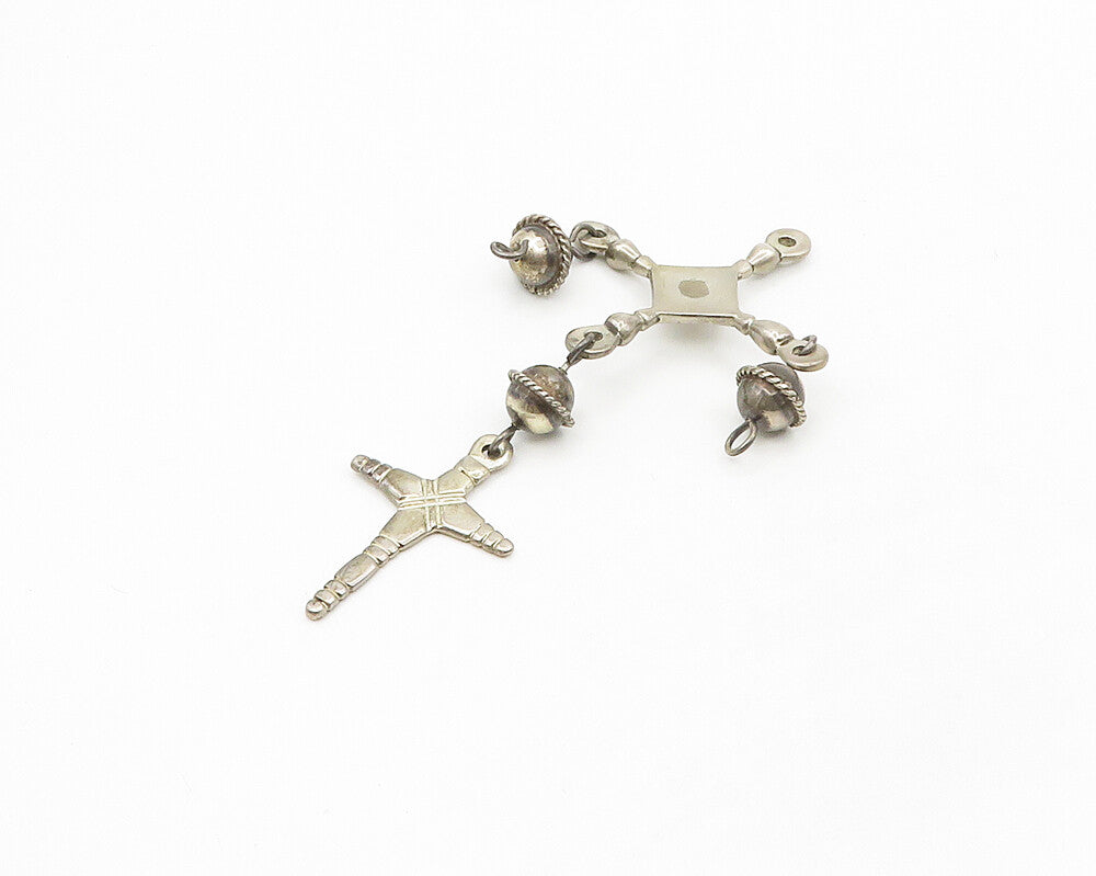 925 Sterling Silver  Vintage Dark Tone Religious Cross Drop Pendant  PT14236