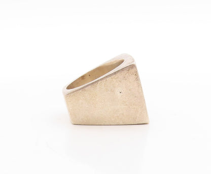 925 Sterling Silver Vintage Ring Designer Solid Large Rectangle   Sz 6.5 RG31447