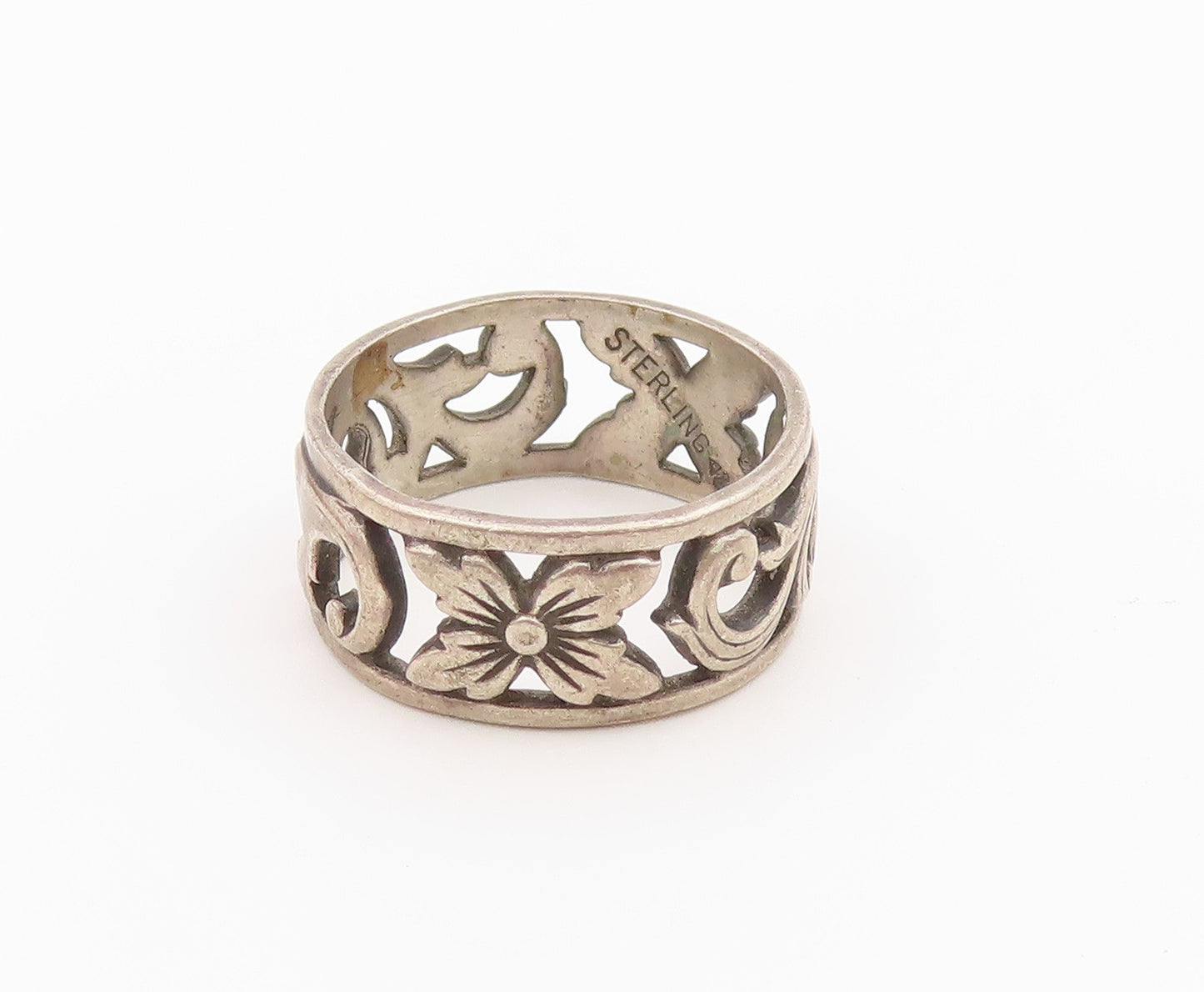 925 Sterling Silver Vintage Ring CLARK COOMBS Scrollwork Band  Sz 7  RG36466