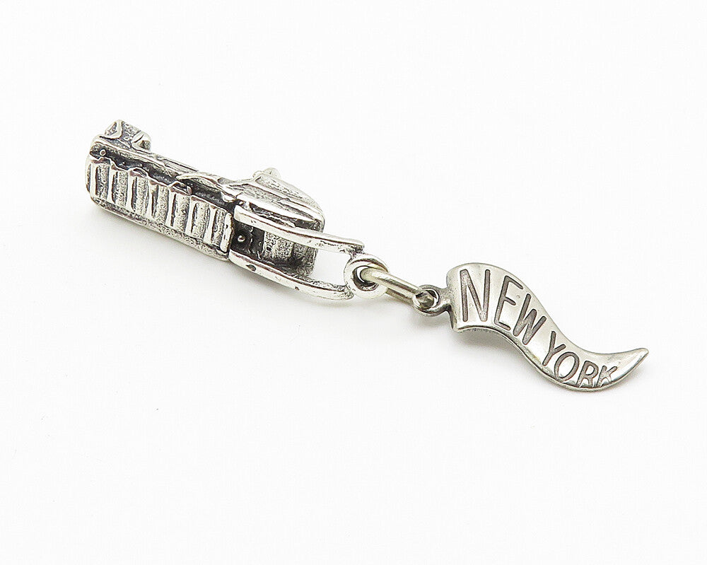 925 Sterling Silver  Vintage Petite New York Snow Sled Drop Pendant  PT8169