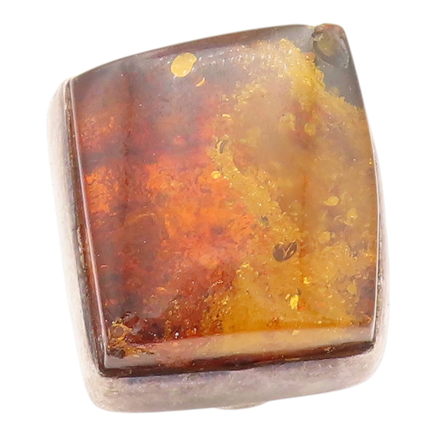 925 Sterling Silver Vintage Ring Amber Geometric Square Band  Sz 7.5  RG35265