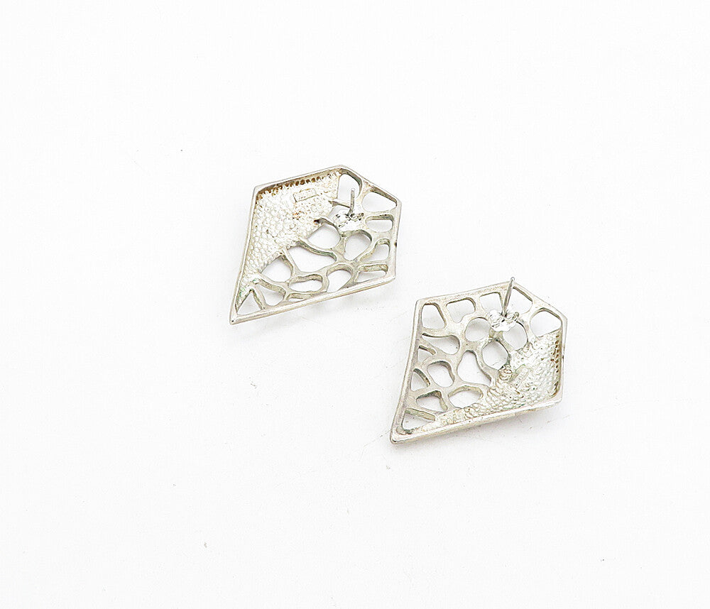 925 Sterling Silver  Vintage Modernist Cutout Design Drop Earrings  EG4273