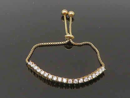 Gold Over 925 Silver  Cubic Zirconia Adjustable Child Box Chain Bracelet BT1062