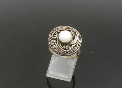 ZIV 925 Silver  Vintage Mother Of Pearl Swirl Cocktail Ring Sz 7  RG21756