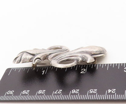 925 Sterling Silver Vintage Brooch Pin Dark Tone Swirly Floral Design  BP11296
