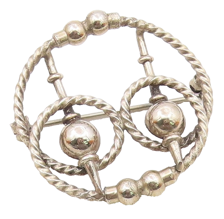 925 Sterling Silver  Vintage Shiny Open Twist Design Brooch Pin  BP7823