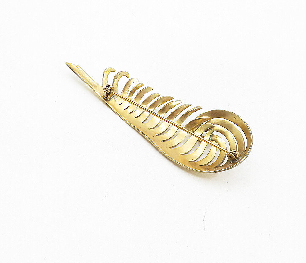 925 Sterling Silver  Vintage Shiny Handmade Swirl Design Brooch Pin  BP3137