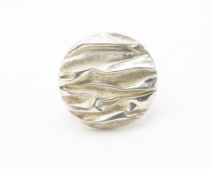 925 Sterling Silver  Vintage Shiny Round Sculpted Statement Ring Sz 8  RG10310