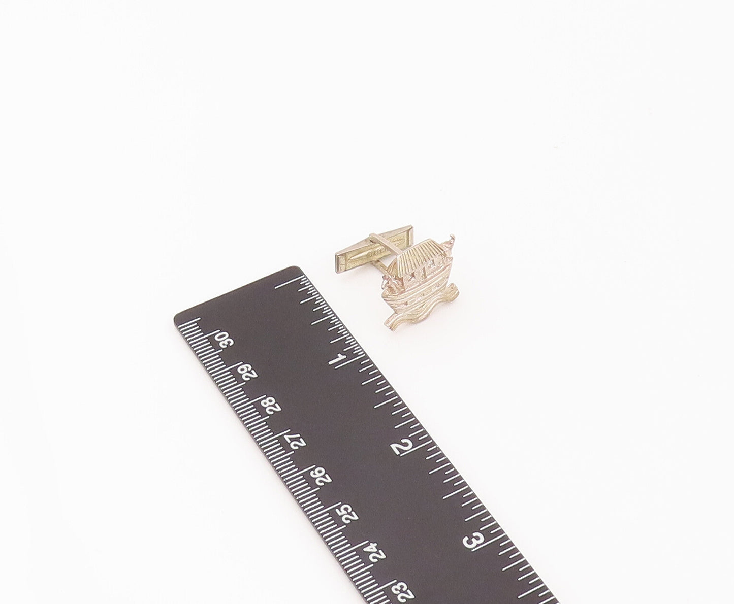 925 Sterling Silver  Vintage Noah's Ark Waterpark Carved Cuff Links  TR3469