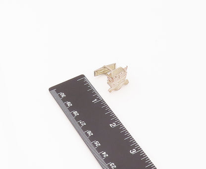925 Sterling Silver  Vintage Noah's Ark Waterpark Carved Cuff Links  TR3469