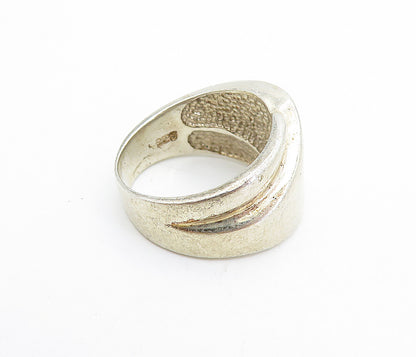 925 Sterling Silver  Vintage Shiny Tapered Design Band Ring Sz 6.5  RG7493