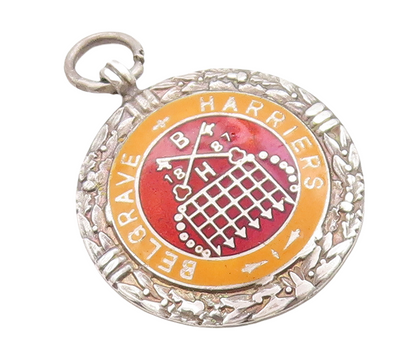 925 Sterling Silver Vintage Pendant 1950 Antique Enameled Medal  PT23868
