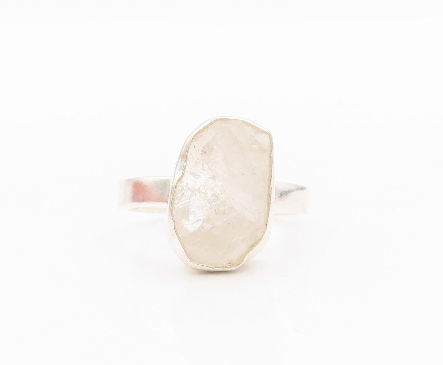 925 Sterling Silver Vintage Ring Oval Brutalist Cut Gemstone  Sz 8  RG31778