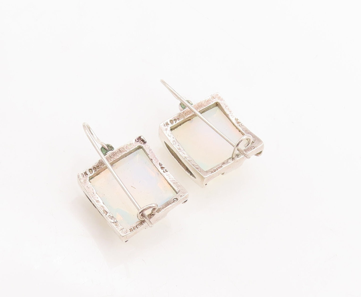14k Gold 925 Sterling Silver Vintage Earrings Designer Fire Moonstone  EG13122