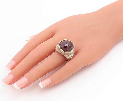 925 Sterling Silver Vintage Ring Faceted Gemstone Solid Band  Sz 9.5  RG34836