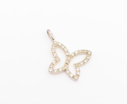 925 Sterling Silver  Vintage Topaz Open Butterfly Motif Pendant  PT17988