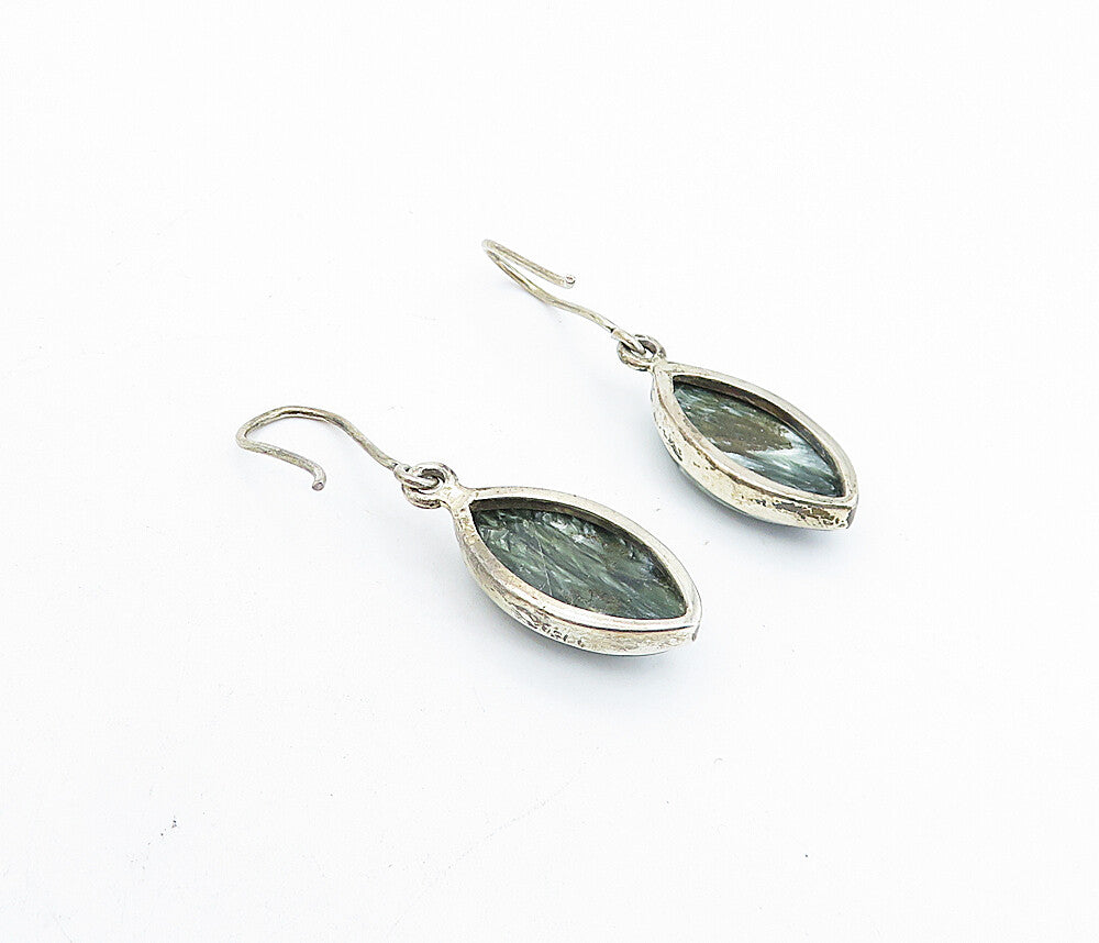 925 Sterling Silver Vintage Cabochon Cut Jasper Dangle Earrings EG2665