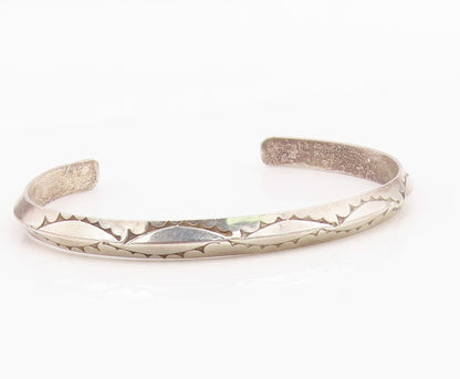 925 Sterling Silver Vintage Bracelet NAVAJO Minimalist Etched Cuff  BT12129