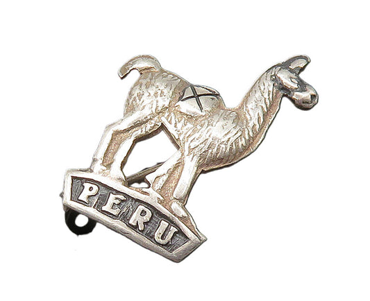 925 Sterling Silver  Vintage Shiny Oxidized Peru Alpaca Brooch Pin  BP8675