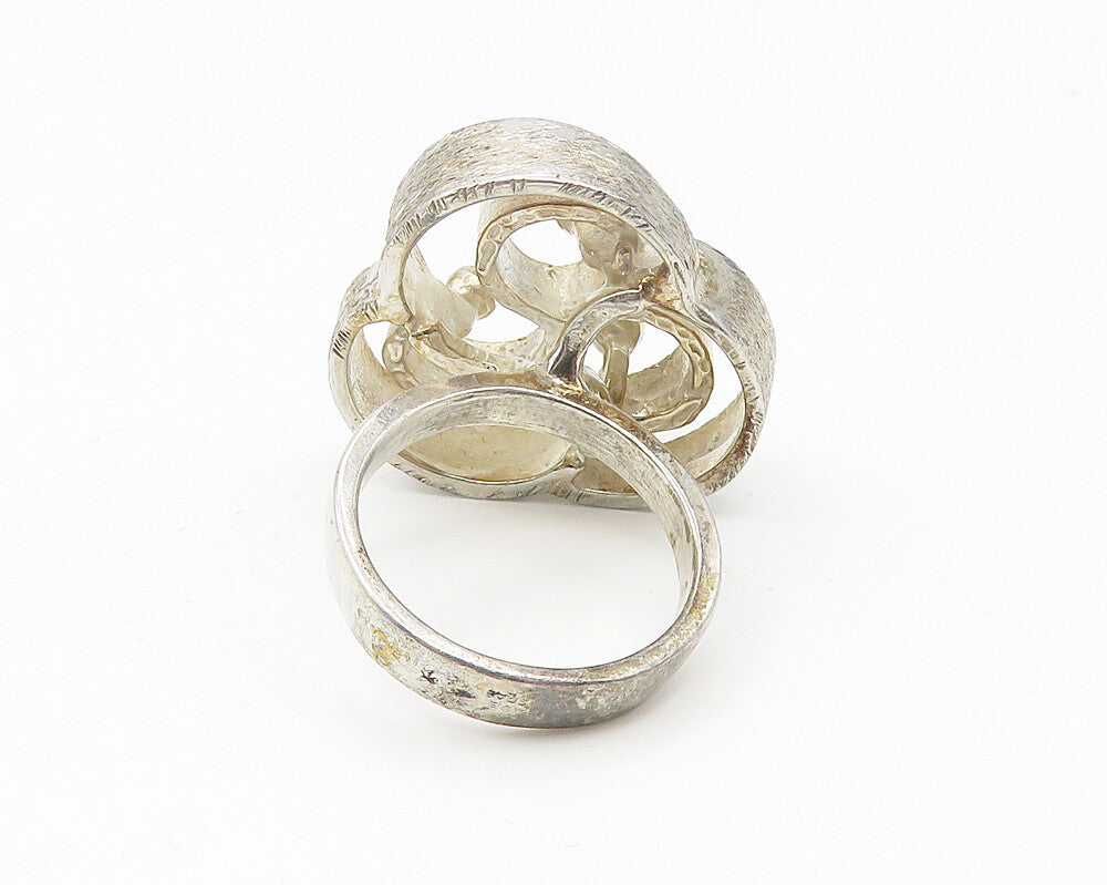 925 Sterling Silver  Vintage Shiny Triskelion Statement Ring Sz 7  RG10716