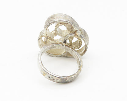 925 Sterling Silver  Vintage Shiny Triskelion Statement Ring Sz 7  RG10716