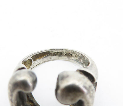 925 Sterling Silver  Vintage Antique Sculpted U Shape Band Ring Sz 5  RG7022