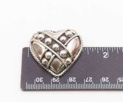 MEXICO 925 Sterling Silver  Vintage Love Heart Twist Dome Brooch Pin  BP3117