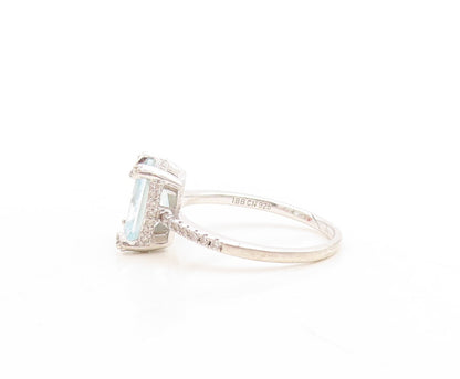 925 Sterling Silver Vintage Ring Minimalist Carved Rectangle CZ  Sz 7  RG31378