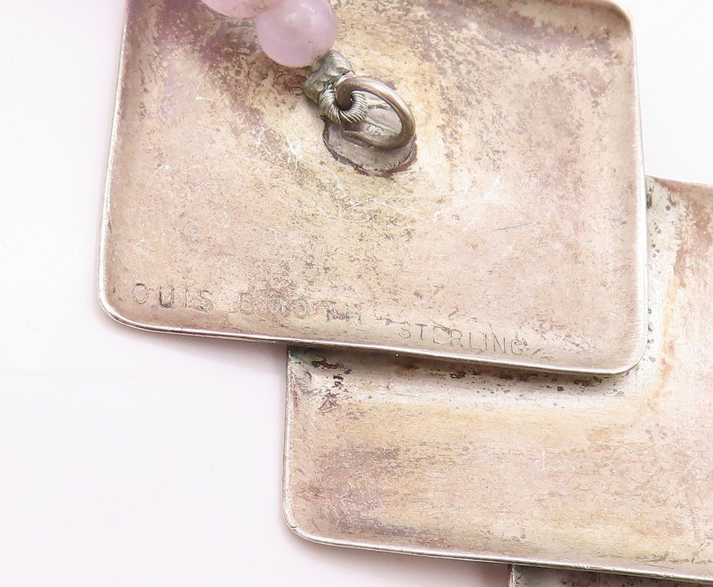 925 Sterling Silver Vintage Necklace Cubed Amethyst Graduated Setting NE4530