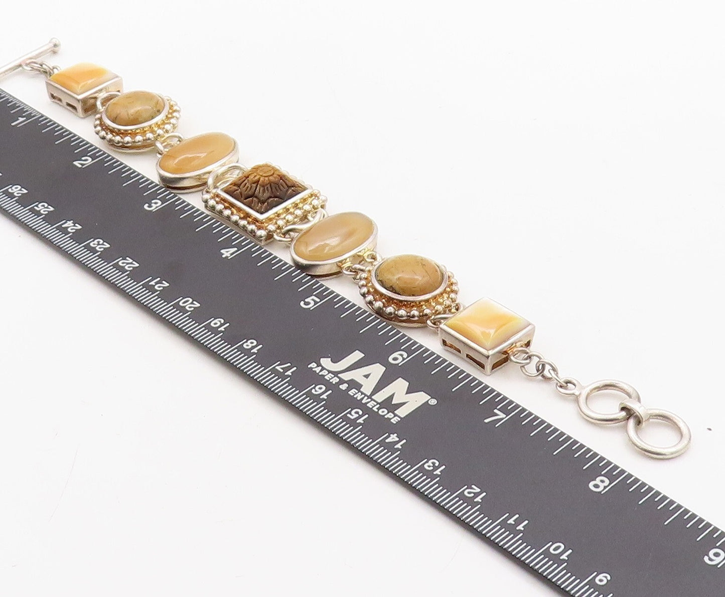 925 Sterling Silver Vintage Bracelet WHITNEY KELLY Mother Of Peal Gems  BT10903