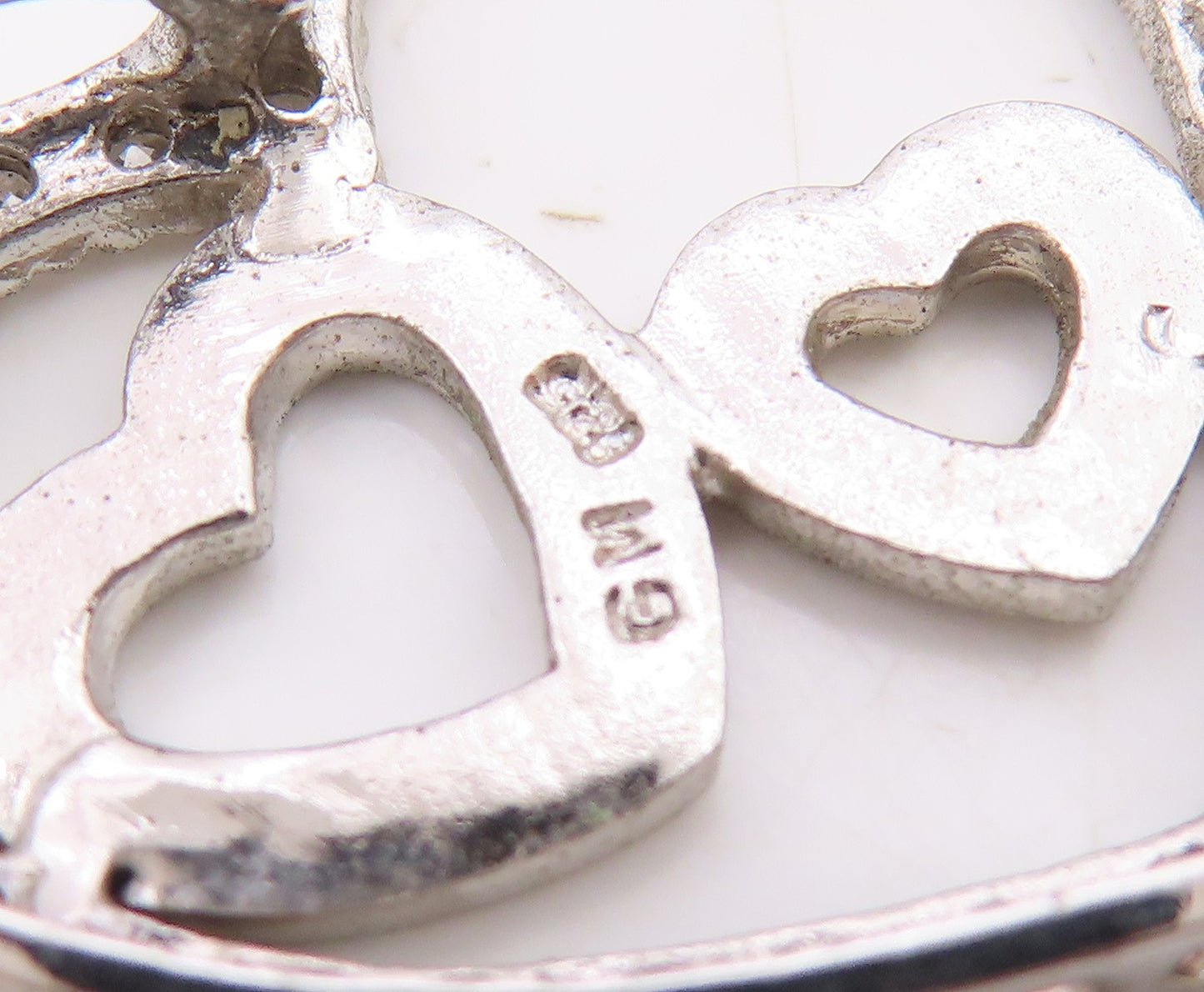 925 Sterling Silver  Sparkling White Topaz Open Love Heart Pendant  PT8311