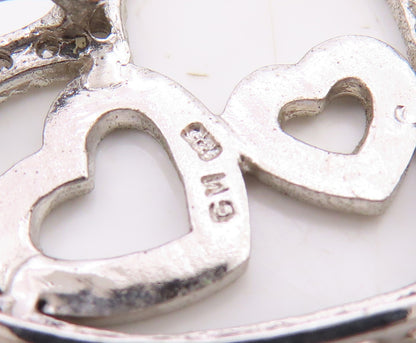 925 Sterling Silver  Sparkling White Topaz Open Love Heart Pendant  PT8311
