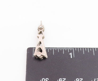 925 Silver  Vintage Triangle Cutout Folding Fan Pendant OPENS  PT21082