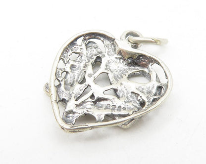 925 Sterling Silver  Vintage Shiny 21st Birthday Love Heart Pendant  PT8972