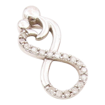 925 Silver  Vintage  Genuine Diamonds Infinity Mom & Baby Pendant  PT16683