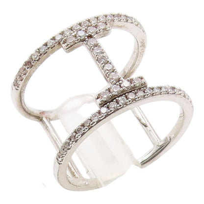 925 Sterling Silver Vintage Ring Minimalist CZ Dual Wide Band  Sz 8.5  RG36386