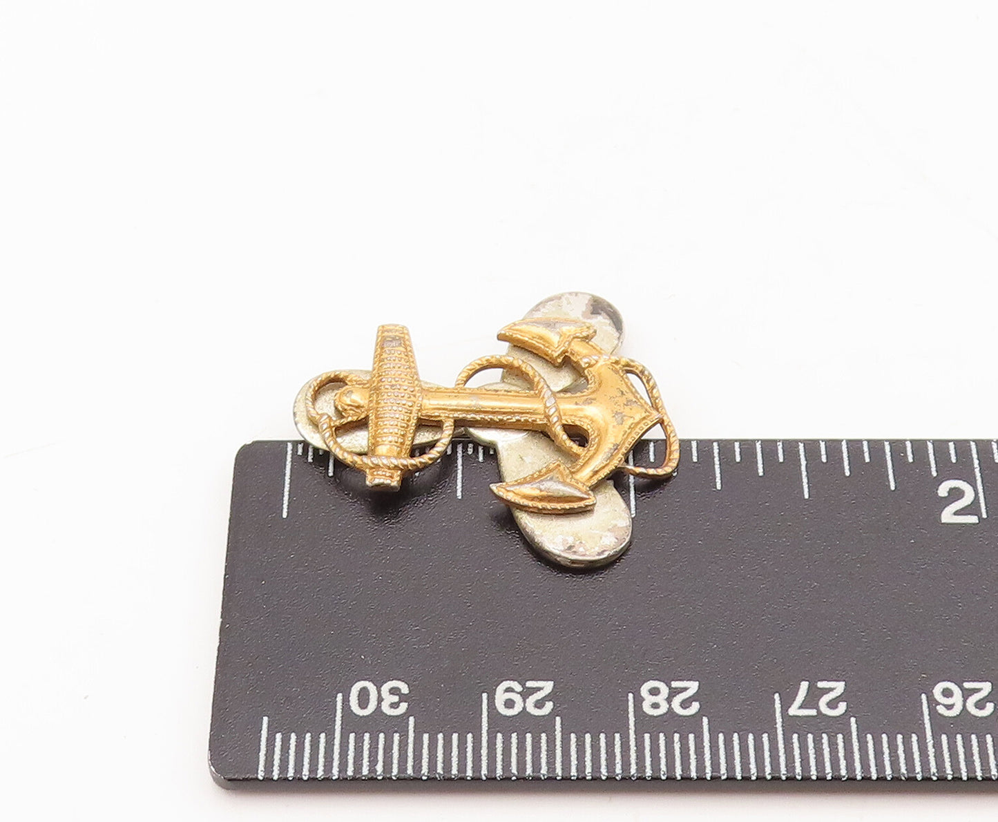925 Sterling Silver Vintage Brooch Pin US Military Gold Plated Anchor  BP10602