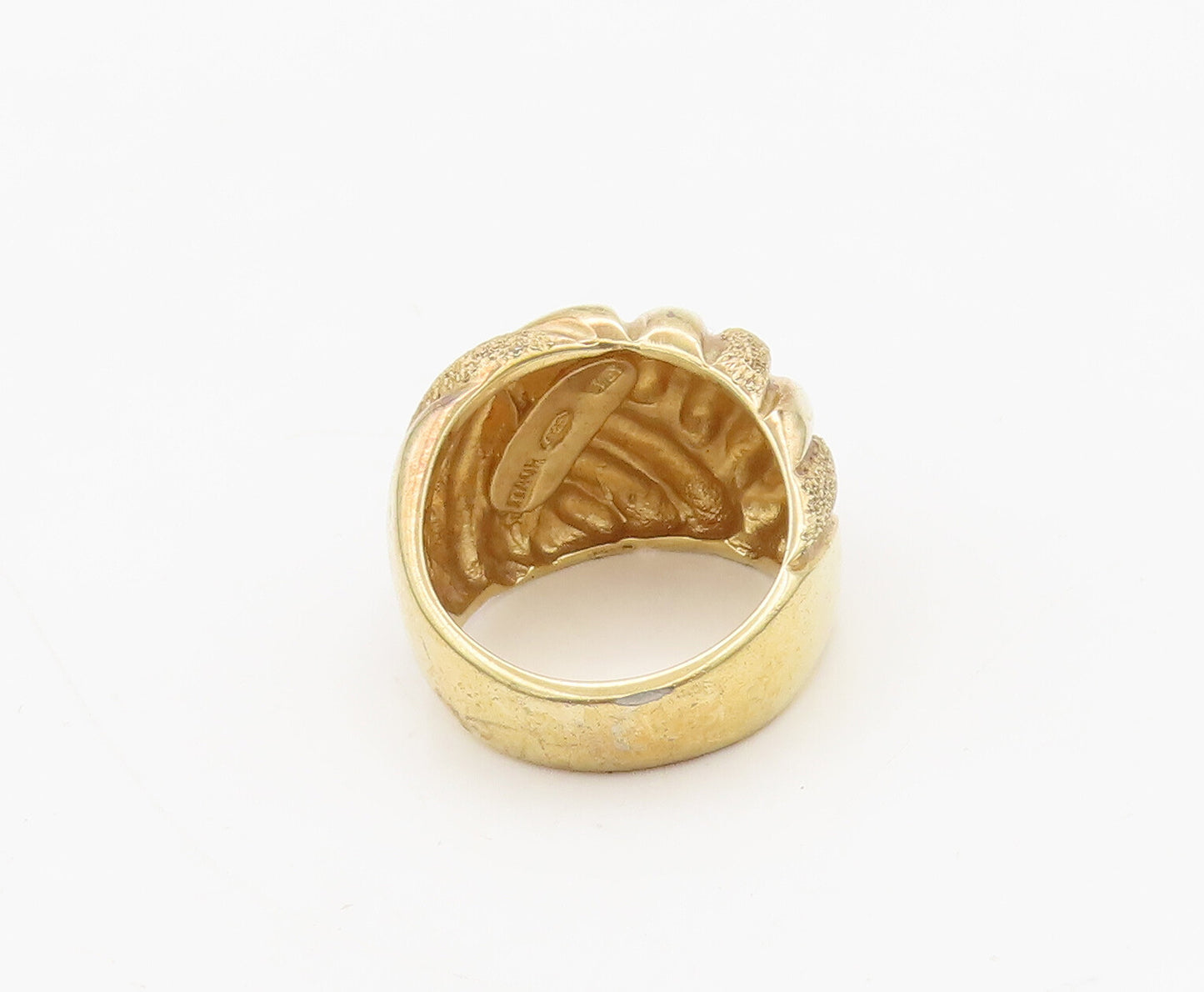 ITAOR 925 Sterling Silver  Vintage Gold Plated Woven Carved Ring Sz 5  RG27396