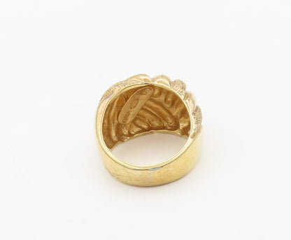ITAOR 925 Sterling Silver  Vintage Gold Plated Woven Carved Ring Sz 5  RG27396