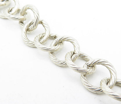925 Sterling Silver  Vintage Round Twist Circle Link Chain Bracelet  BT1478
