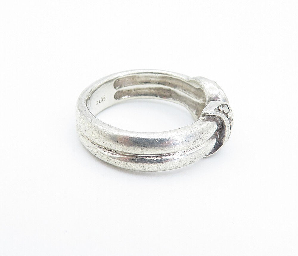 925 Sterling Silver Vintage Etched Detail Ribbed Band Ring Sz 6  RG6260