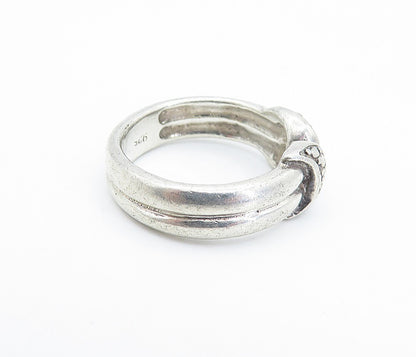 925 Sterling Silver Vintage Etched Detail Ribbed Band Ring Sz 6  RG6260
