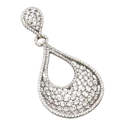 925 Sterling Silver  Vintage Fancy Cubic Zirconia Pear Shaped Pendant  PT21609