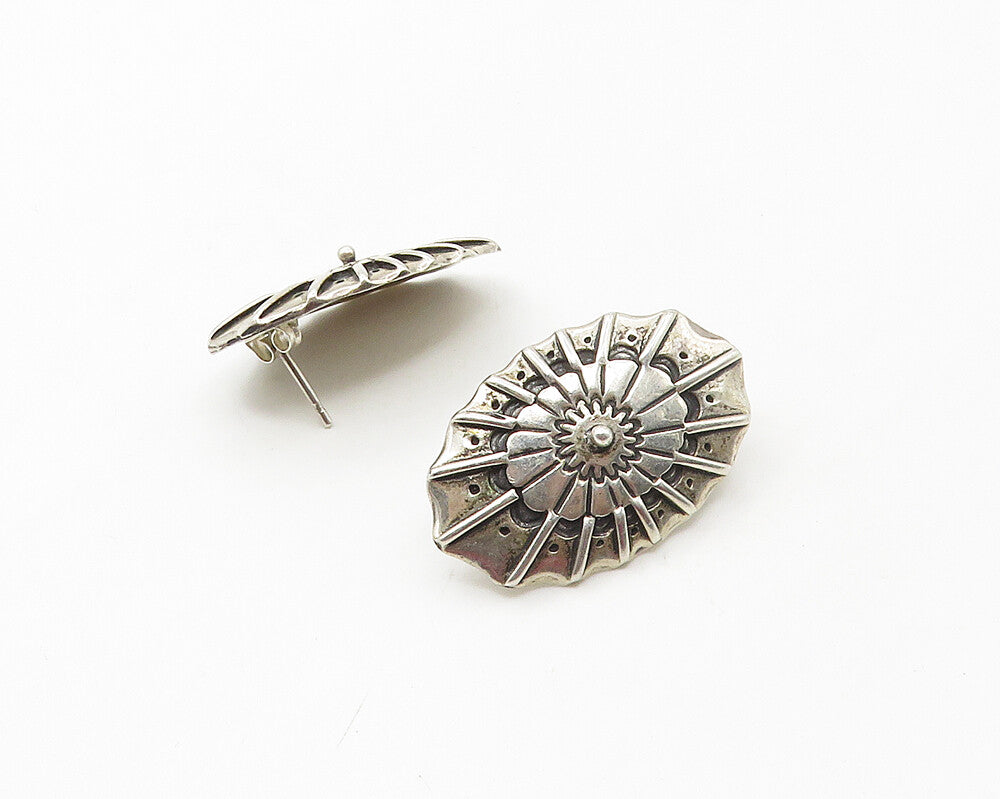 AMBER GETCO 925 Sterling Silver  Vintage Floral Motif Drop Earrings  EG8905
