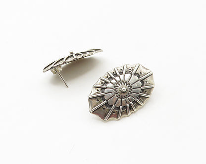 AMBER GETCO 925 Sterling Silver  Vintage Floral Motif Drop Earrings  EG8905