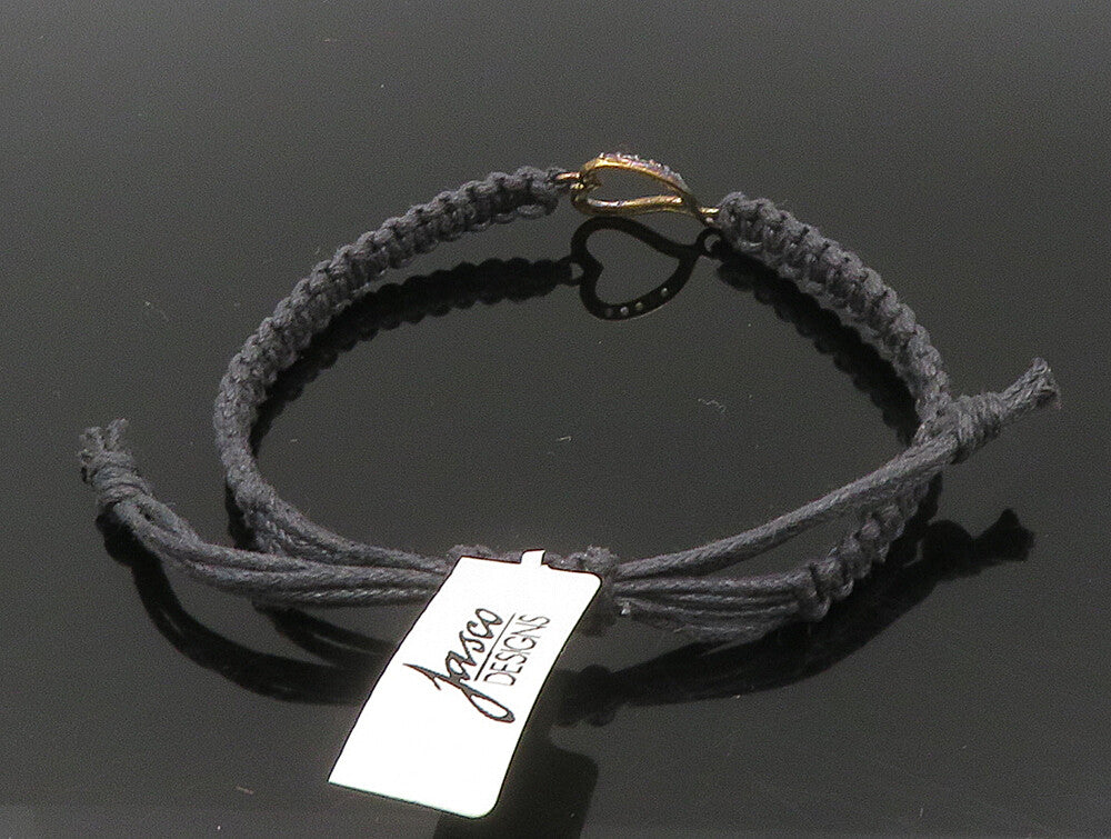 Gold Over 925 Silver  Gemstones Heart Adjustable Friendship Bracelet  BT1017